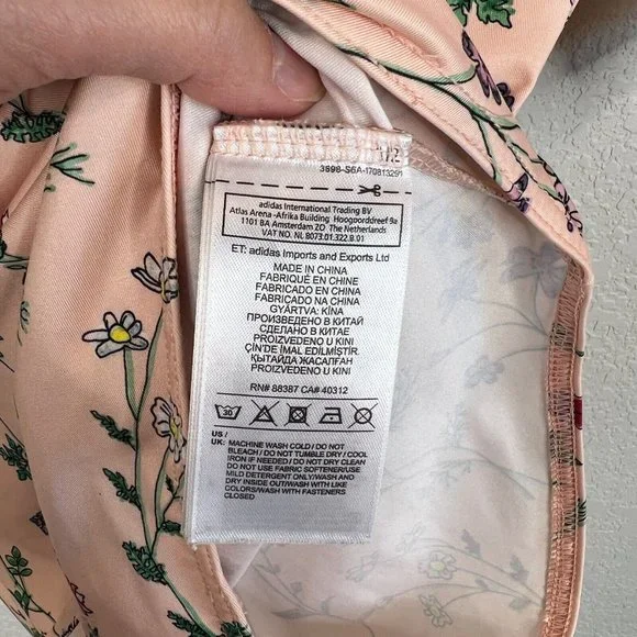 Adidas Floral Bodysuit Women's Size XS Pink Short Sleeve Casual Snap Closure - Picture 7 of 10